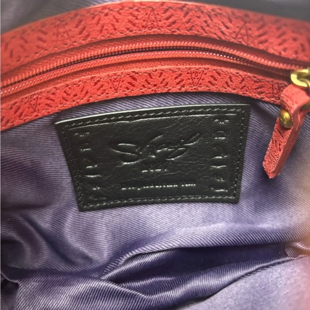 Sharif‎ chain strap red leather mini bag clutch